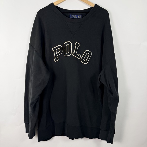 Polo Ralph Lauren Other - Polo Ralph Lauren 4XLT Black Spellout Sweatshirt Big Tall Oversized Crewneck